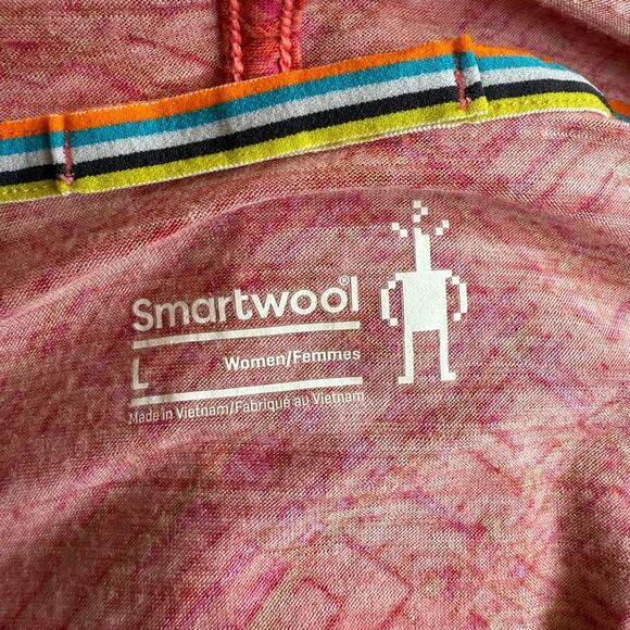Smart wool Women’s Sz Large Merino 150 Pattern Hoody Shirt in (Bright Coral) - Picture 3 of 7